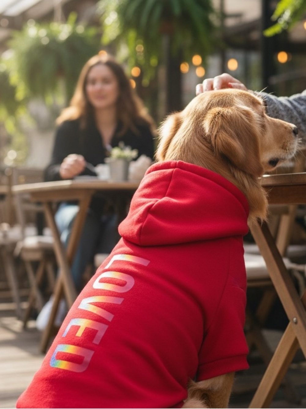 Sydney & Co. Red Dog Hoodie with 'LOVED' Print